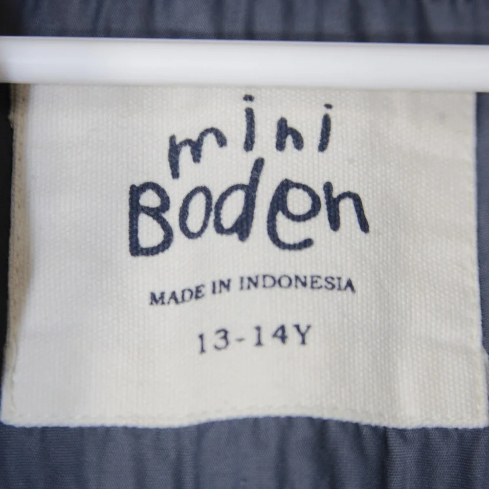 Mini Boden Jacket Boys 13-14Y Blue White Outdoor Coat Striped Puffer